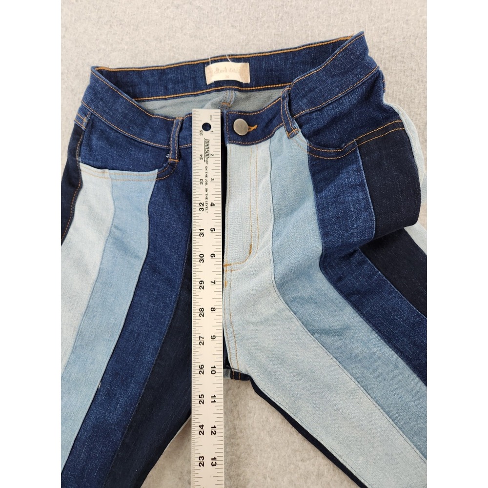 Altar'd State Jeans Sz 26 Tall Long Blue Denim Striped Flare 70s Hippie Festival - Picture 7 of 15